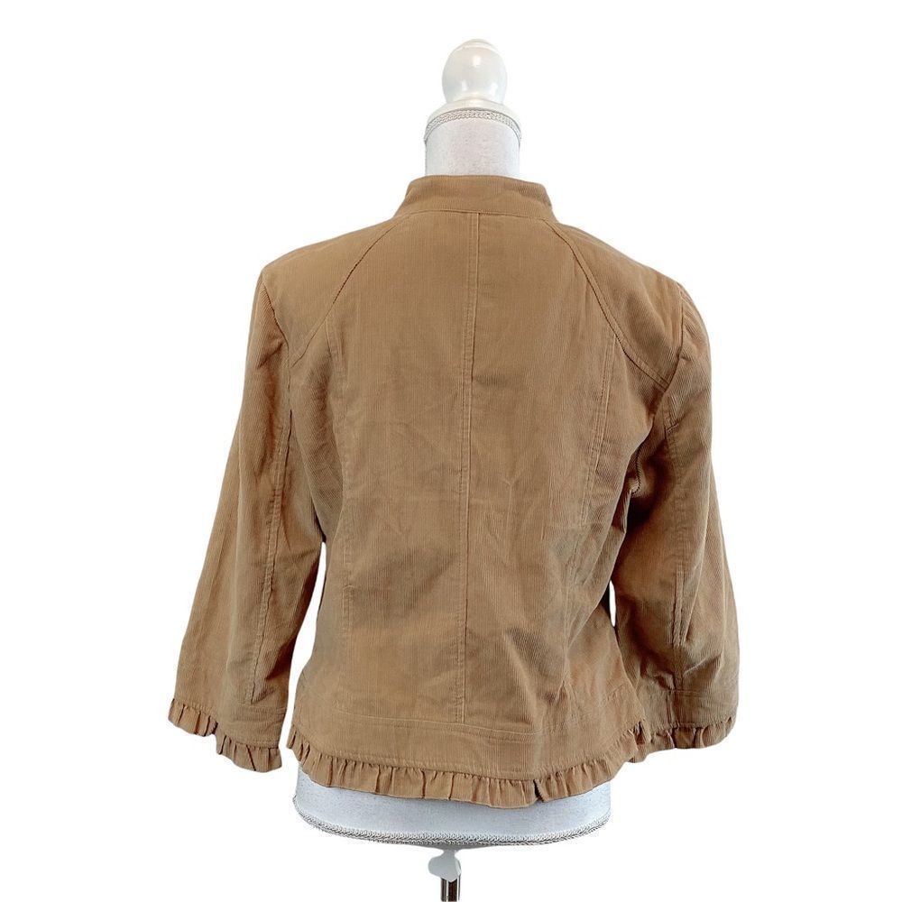 SANDRO Beige Corduroy Ruffle Sleeves Jacket Large Winter Fall Fashion Outfit - Picture 5 of 5